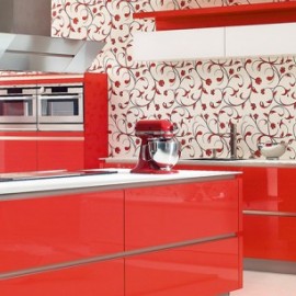 le rouge et blanc pour cette cuisine à l'agencement optimum et qui apporte beaucoup de rangements avec ses grands tiroirs  rénovation cuisine bedouret-renovation cuisine et salle de bains  toulouse 31000 artisan 