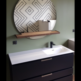 Plan Vasque sur mesure avec miroir rond  bedouret-renovation salle de bains  toulouse  artisan