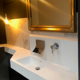 Plan Vasque sur mesure avec robinetterie encastrée   bedouret-renovation salle de bains  toulouse  artisan